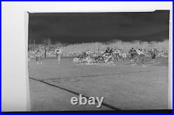 (27) B&W Press Photo Negative Action Shots School Football Field Game T4100