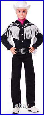 Barbie The Movie Collectible Ken Doll Wearing Black and White Western Outfit