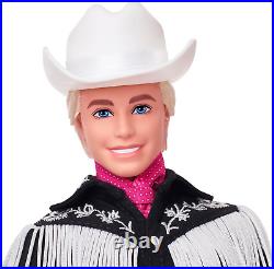 Barbie the Movie Collectible Ken Doll Wearing Black and White Western Outfit Ex