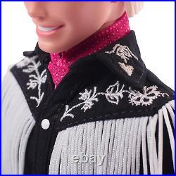 Barbie the Movie Collectible Ken Doll Wearing Black and White Western Outfit Ex