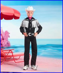 Barbie the Movie Collectible Ken Doll Wearing Black and White Western Outfit Ex