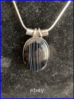 Elegant Scottish Agate Artisan Sterling Necklace with Ring From Film Collection