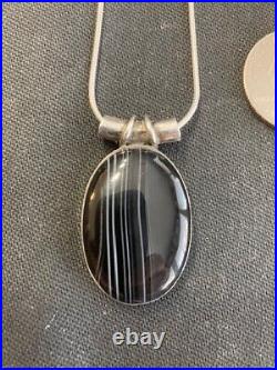 Elegant Scottish Agate Artisan Sterling Necklace with Ring From Film Collection