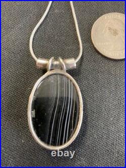 Elegant Scottish Agate Artisan Sterling Necklace with Ring From Film Collection