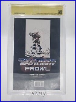 Peter Cullen SIGNED CBCS 9.0 Transformers Spotlight Prowl 110 B&W Variant IDW